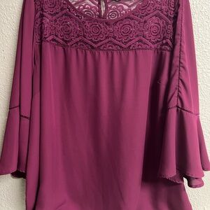 Chic Lace Detail Women's Blouse in Plum
